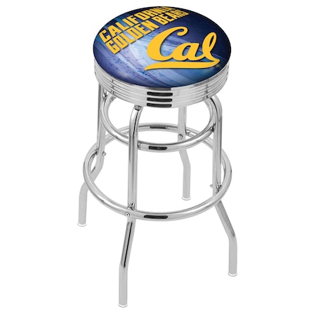 Holland Bar Stool Co 30" Chrome 2-Ring Cal Swivel Bar Stool, Accent Ring L7C3C30Cal-Un-D2